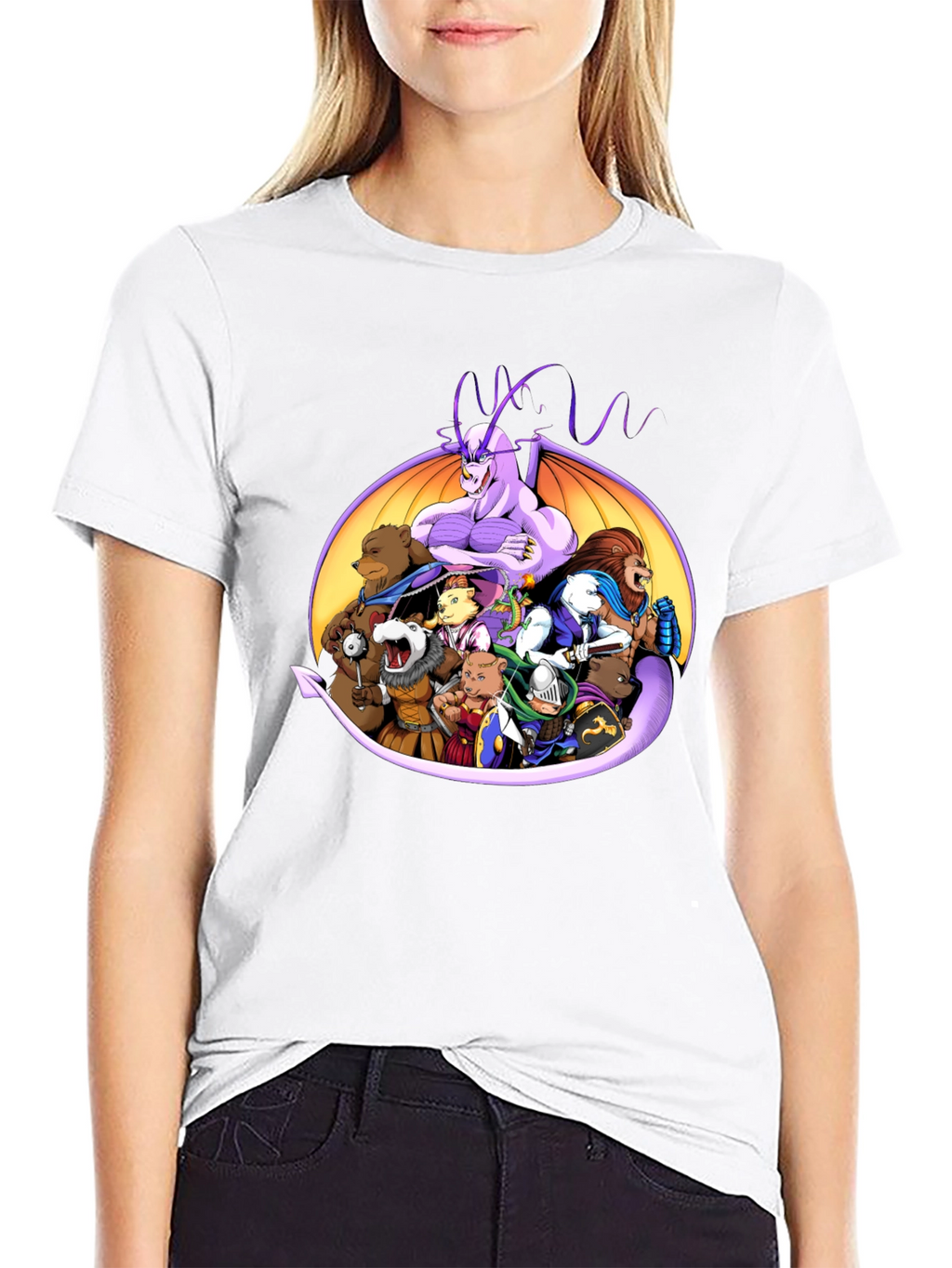 Fantasy Characters Black Crew Neck T-Shirt