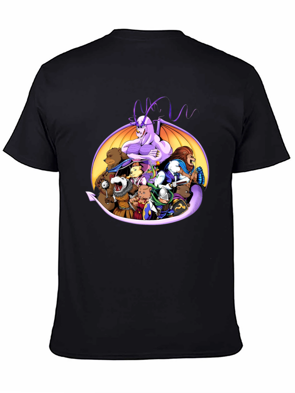 Fantasy Characters Black Crew Neck T-Shirt