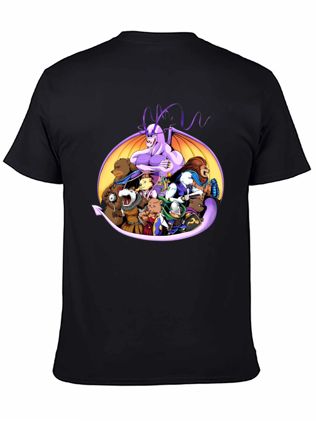 Fantasy Characters Black Crew Neck T-Shirt