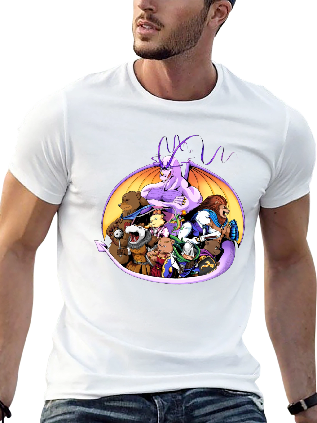 Fantasy Characters Black Crew Neck T-Shirt