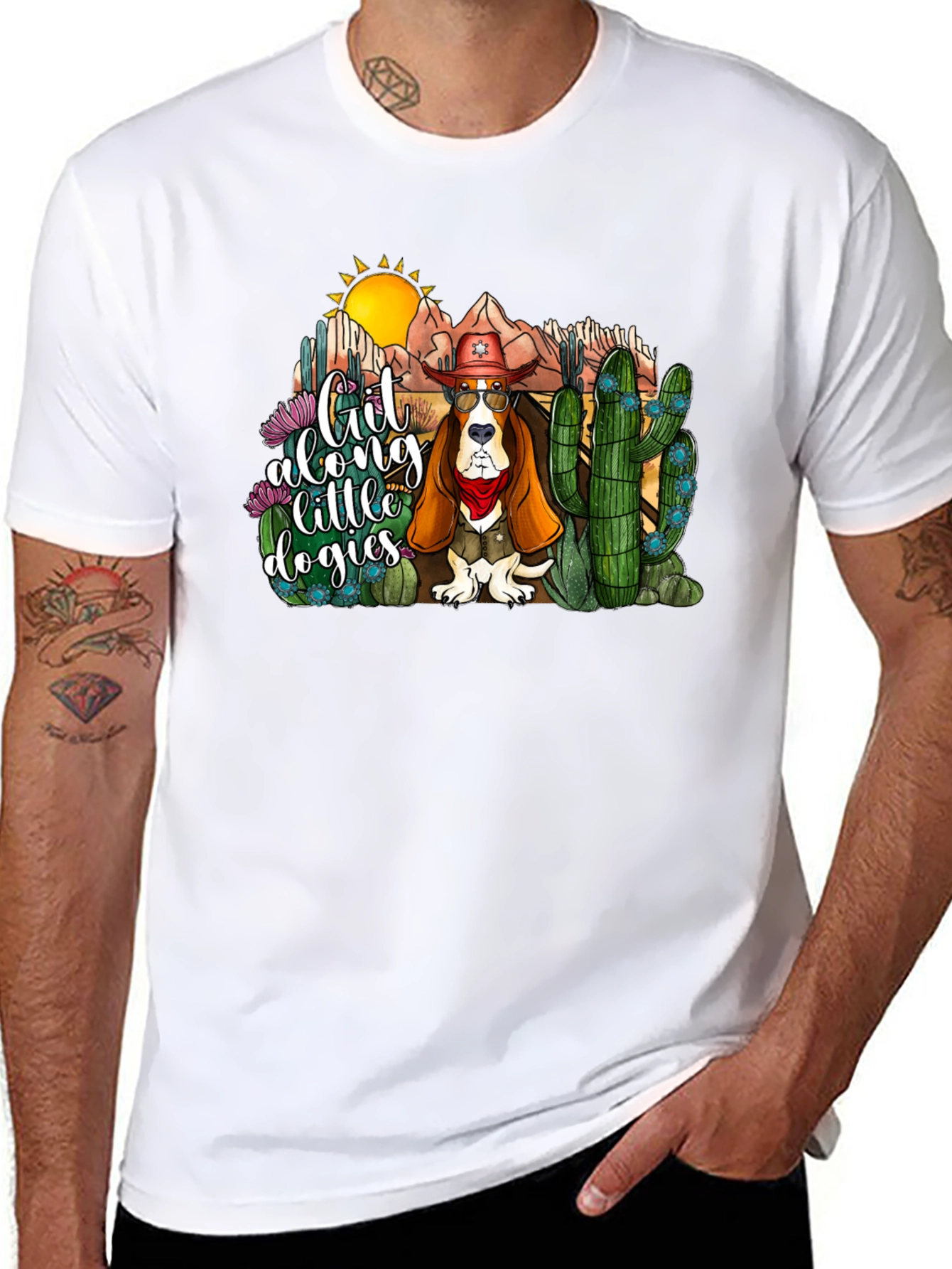 Cowboy Dog Tee - Git Along Little Dogies