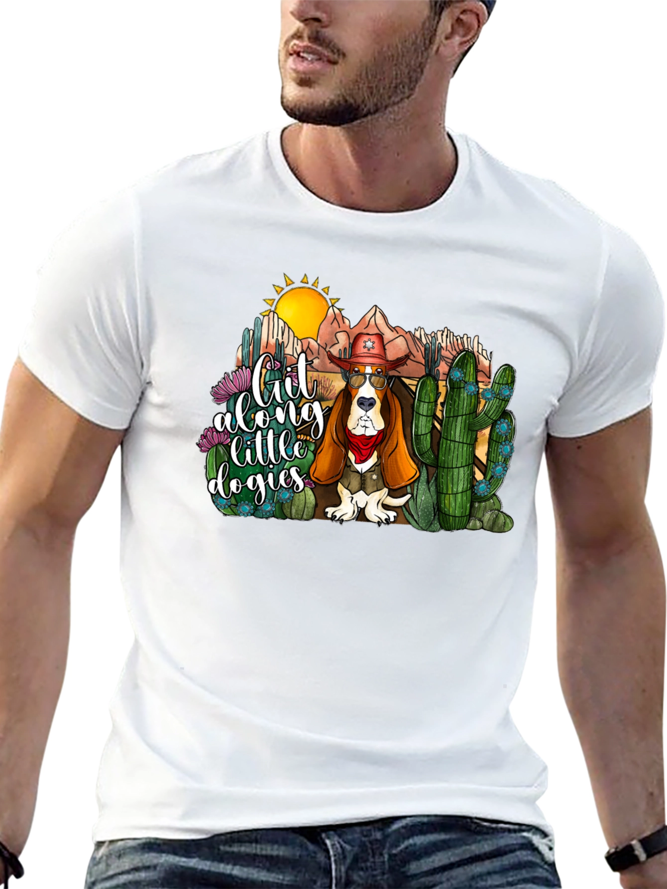 Cowboy Dog Tee - Git Along Little Dogies