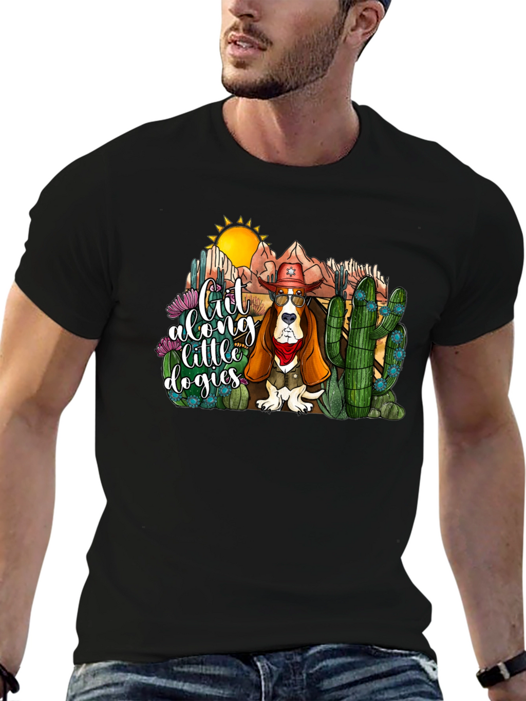 Cowboy Dog Tee - Git Along Little Dogies
