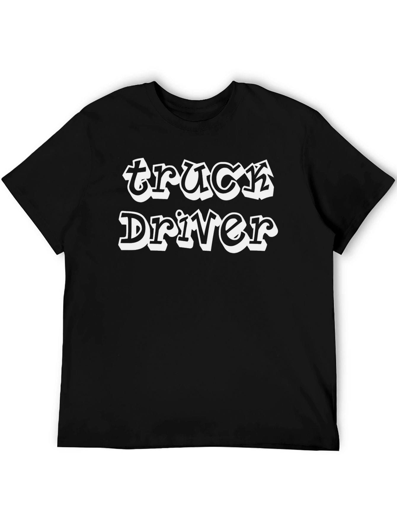 Truck Driver Graphic Print Black T-Shirt