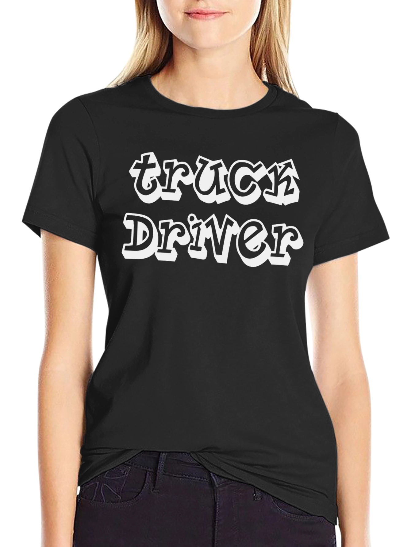 Truck Driver Graphic Print Black T-Shirt