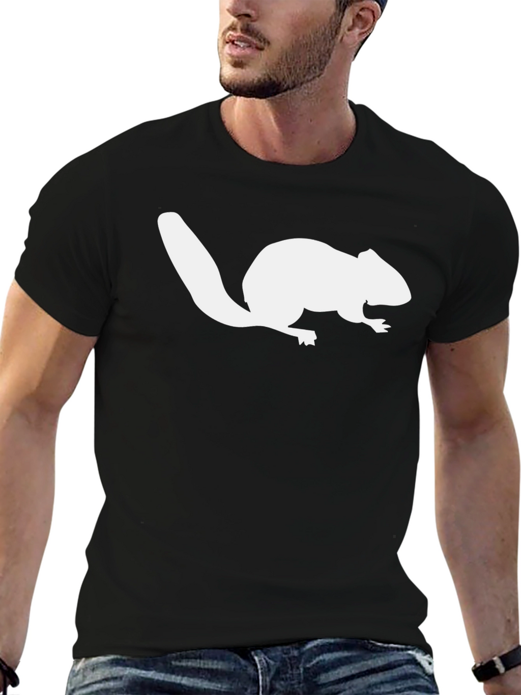 Beaver Silhouette Graphic T-Shirt - Black