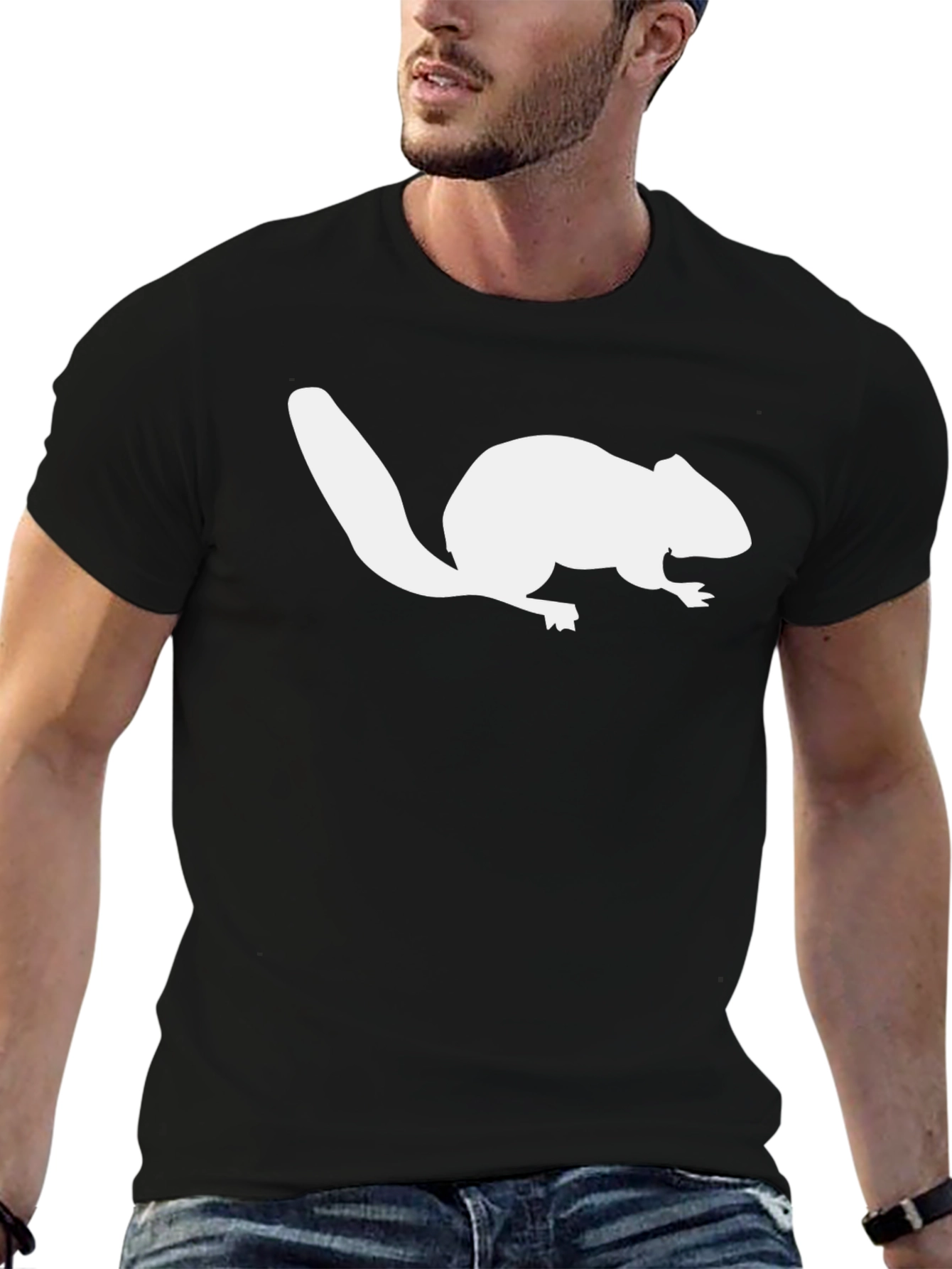 Beaver Silhouette Graphic T-Shirt - Black