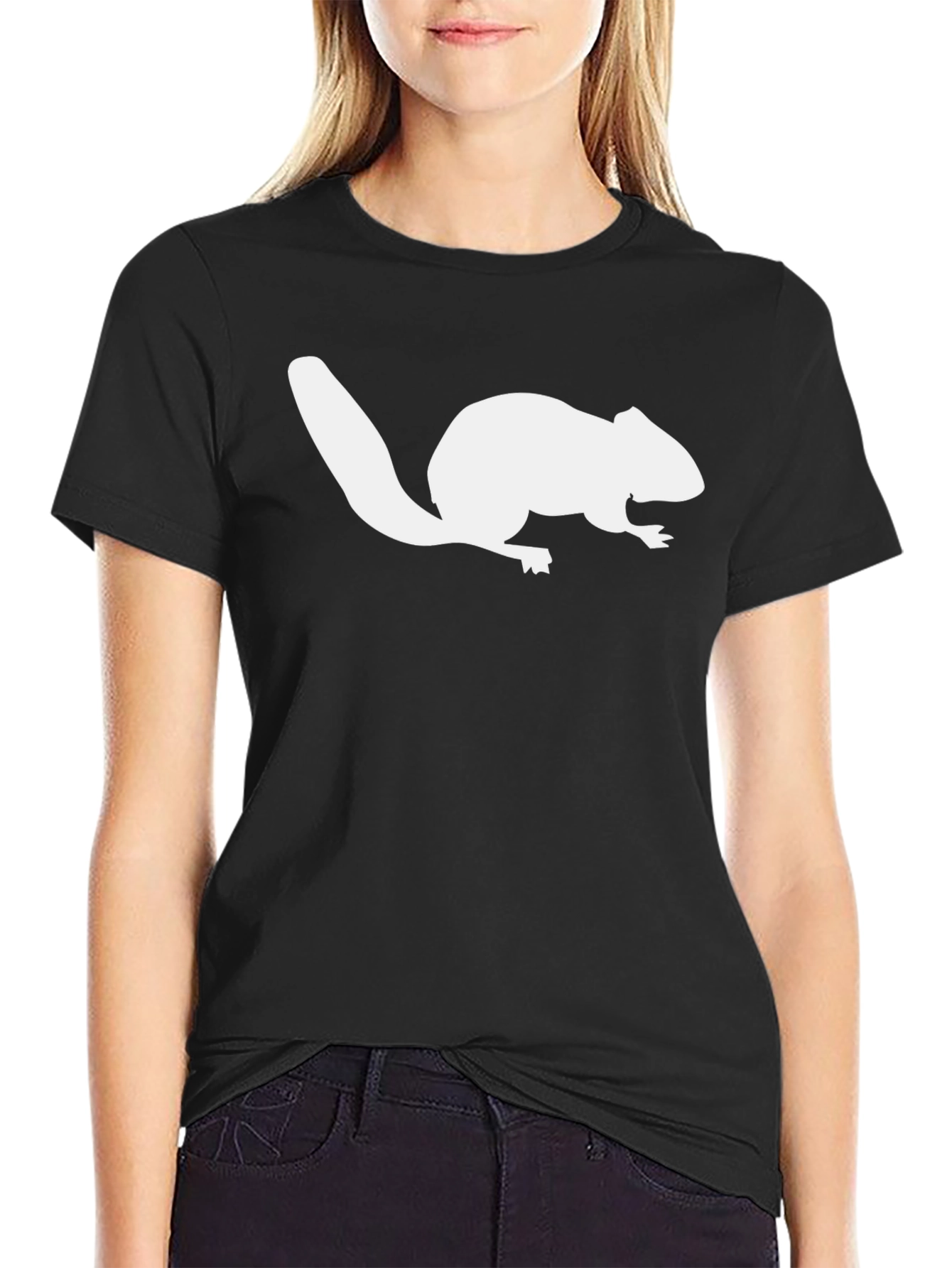 Beaver Silhouette Graphic T-Shirt - Black