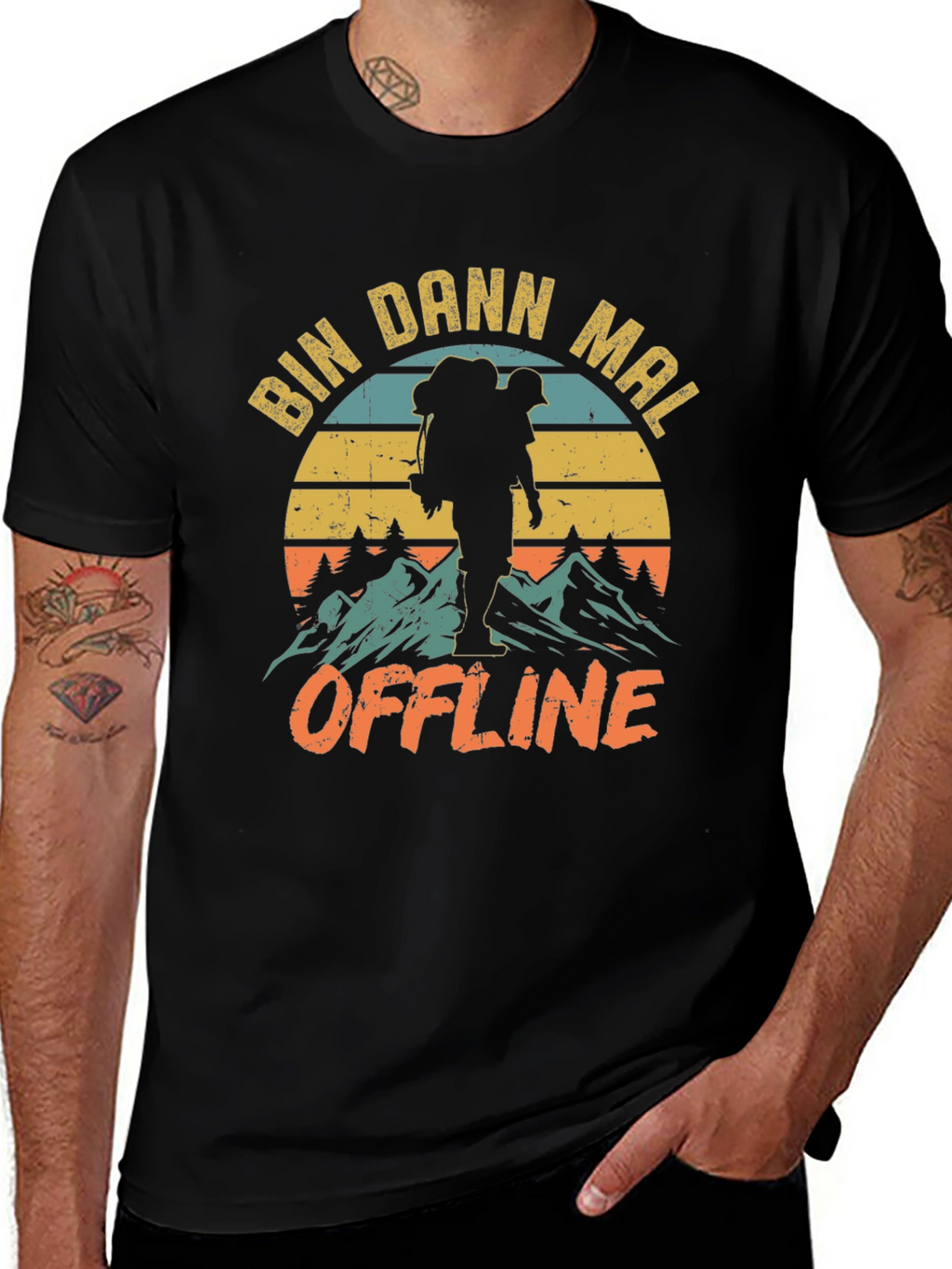 Bin Dann Mal Offline Hiking Graphic T-Shirt