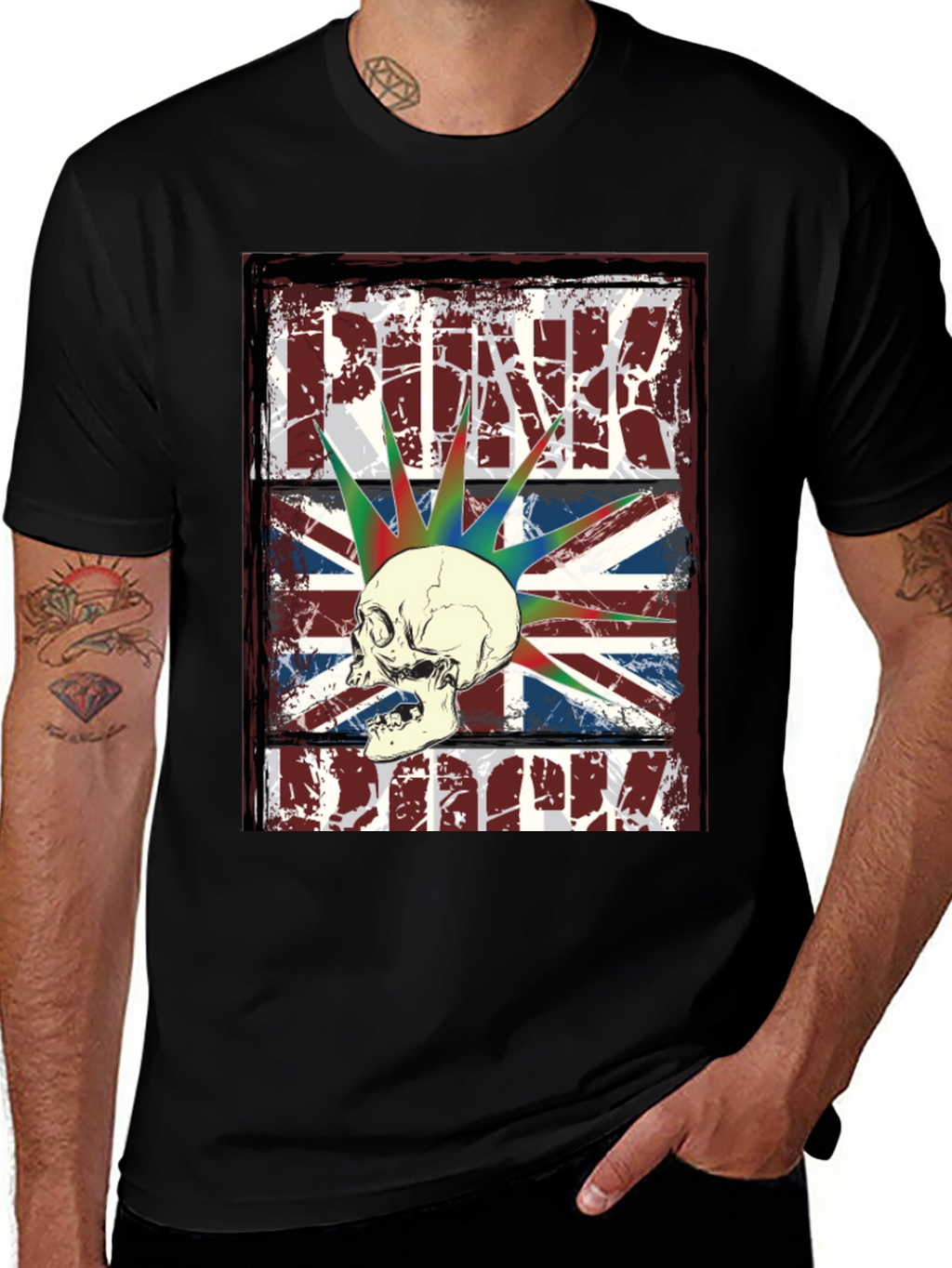 Punk Skull Union Jack Graphic T-Shirt