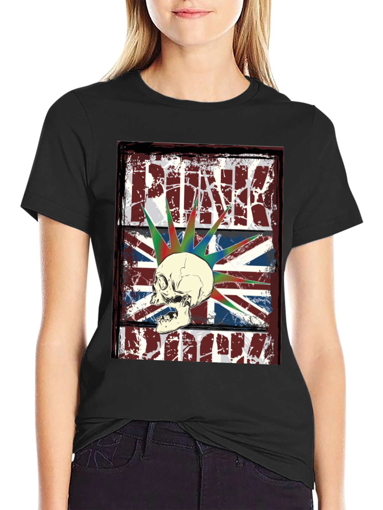 Punk Skull Union Jack Graphic T-Shirt