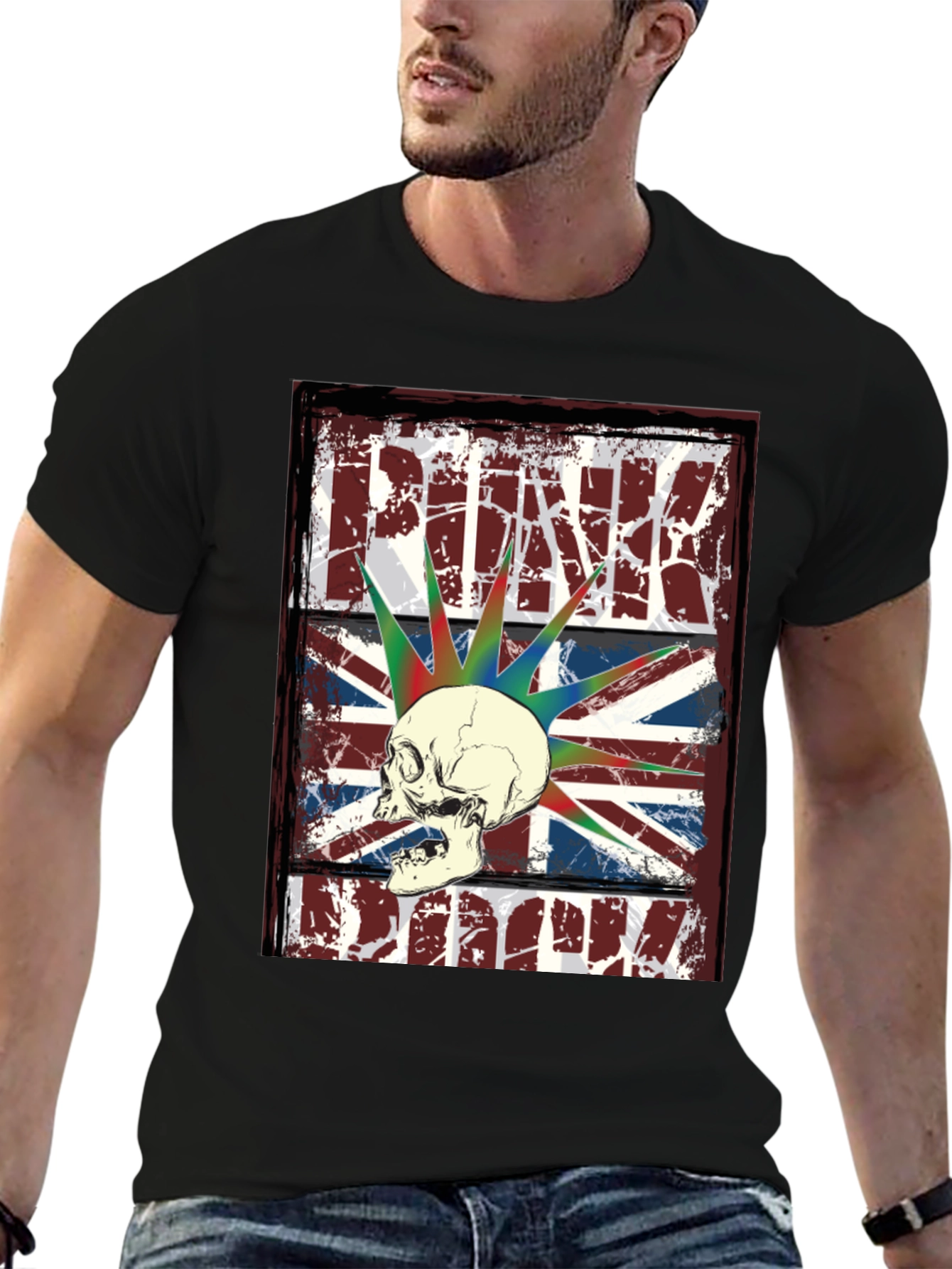 Punk Skull Union Jack Graphic T-Shirt