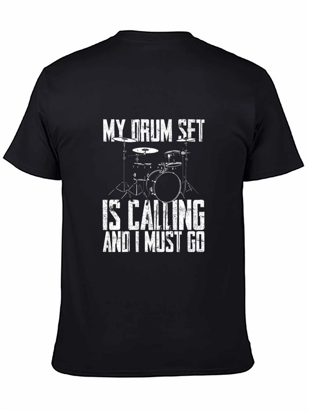 Drum Set Calling Black Graphic T-Shirt