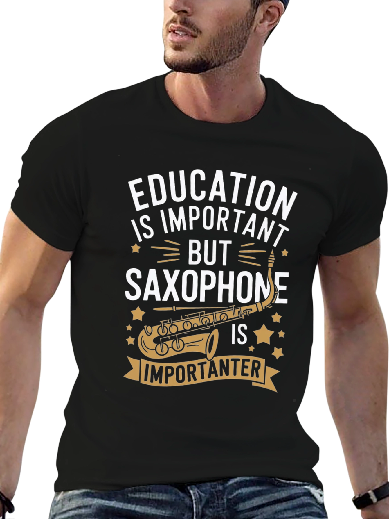 Education vs Saxophone Tee - Importanter!