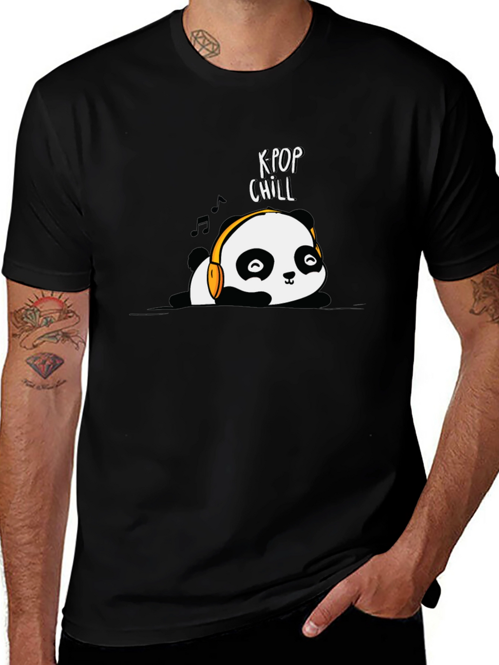K-Pop Chill Panda Graphic T-Shirt