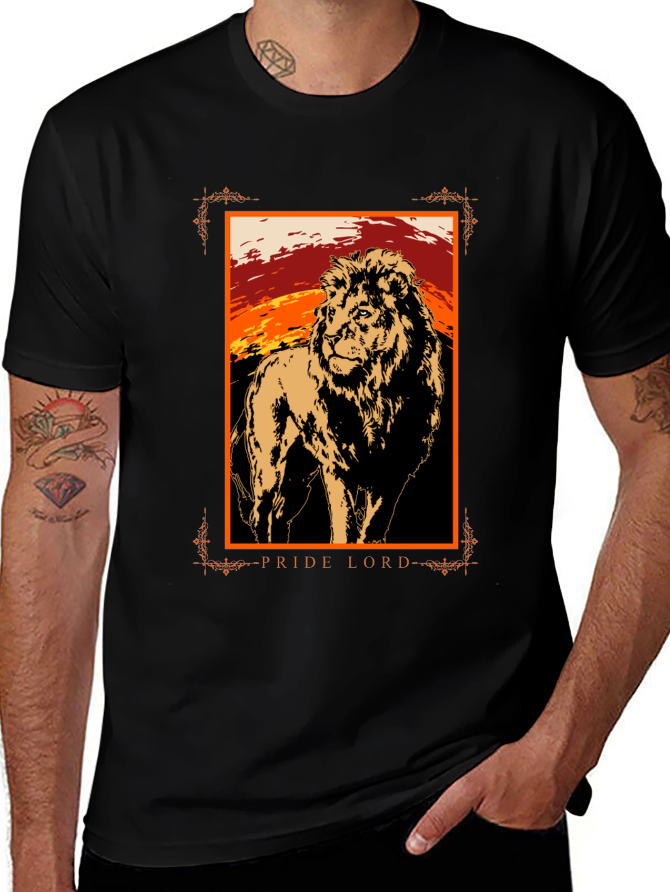 Pride Lord Lion Graphic T-Shirt - Black