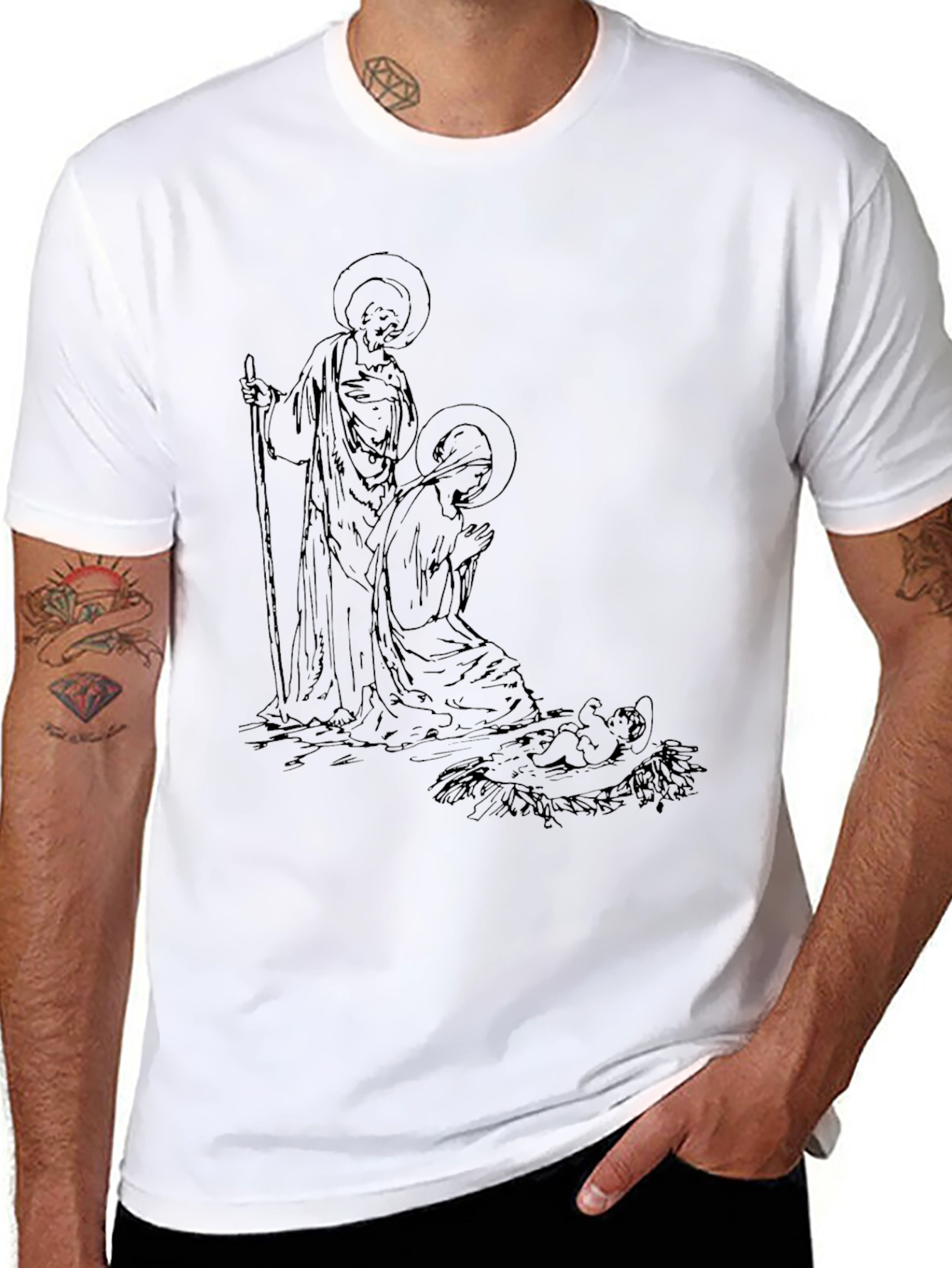 Nativity Scene Graphic Tee - Black
