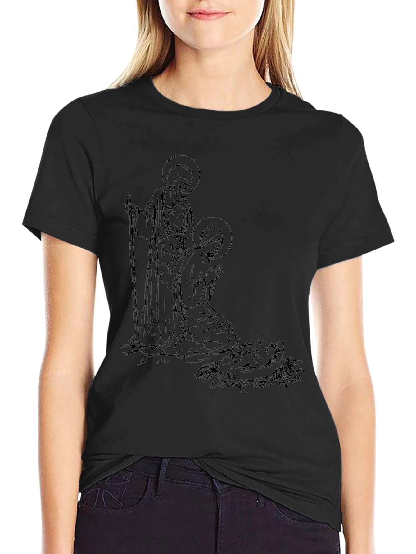 Nativity Scene Graphic Tee - Black