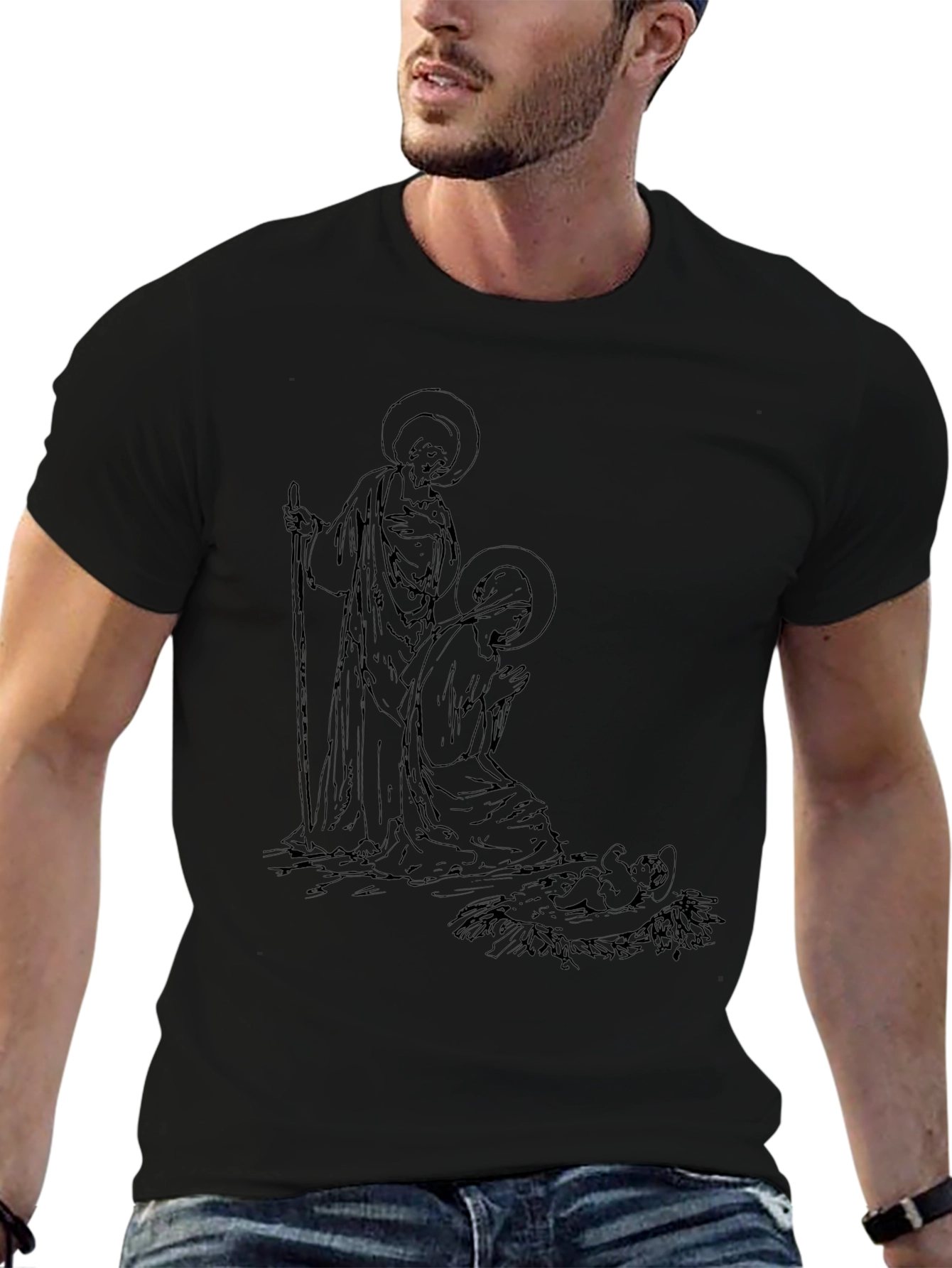 Nativity Scene Graphic Tee - Black
