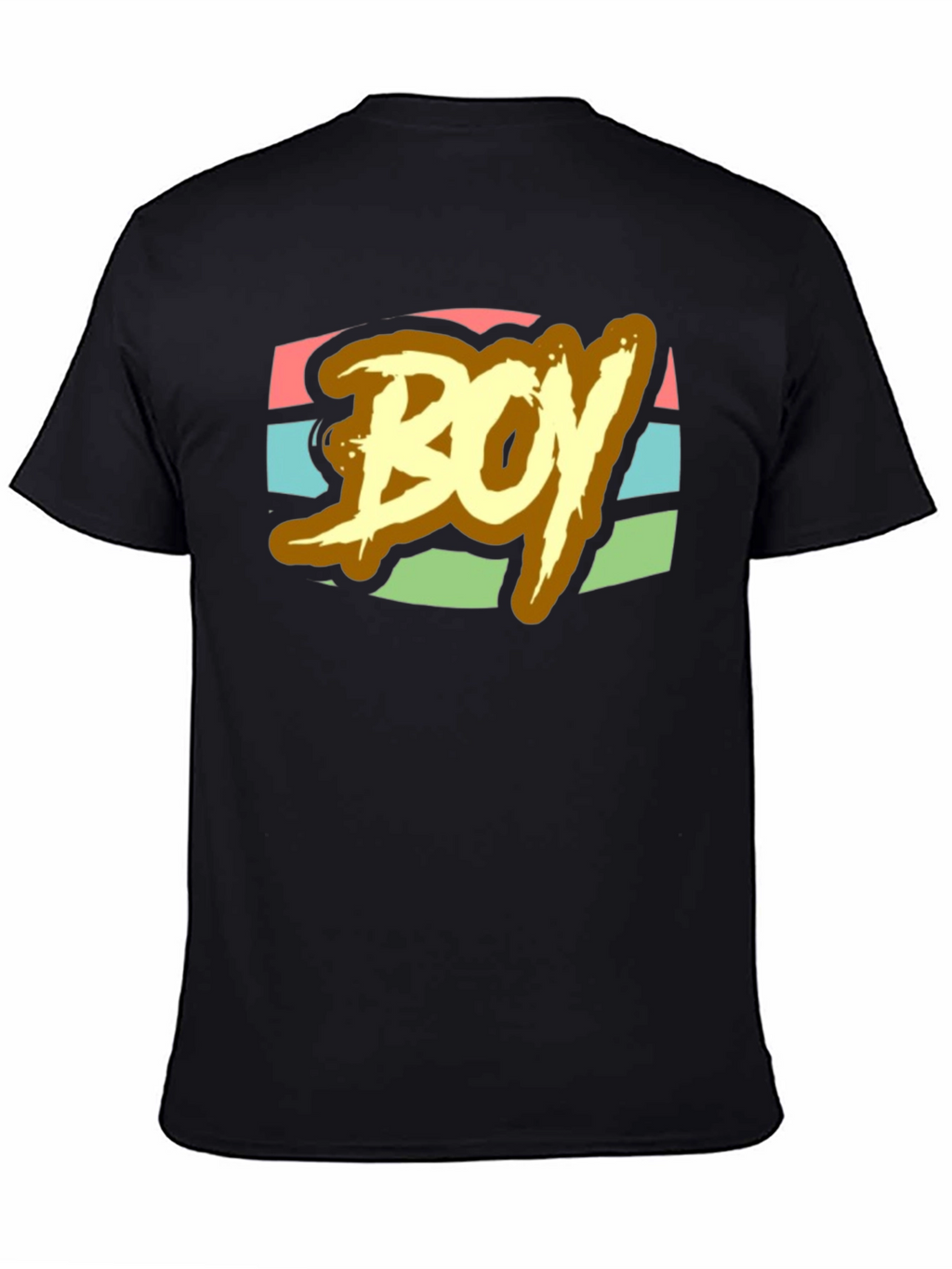 Retro BOY Graphic Print T-Shirt - Black