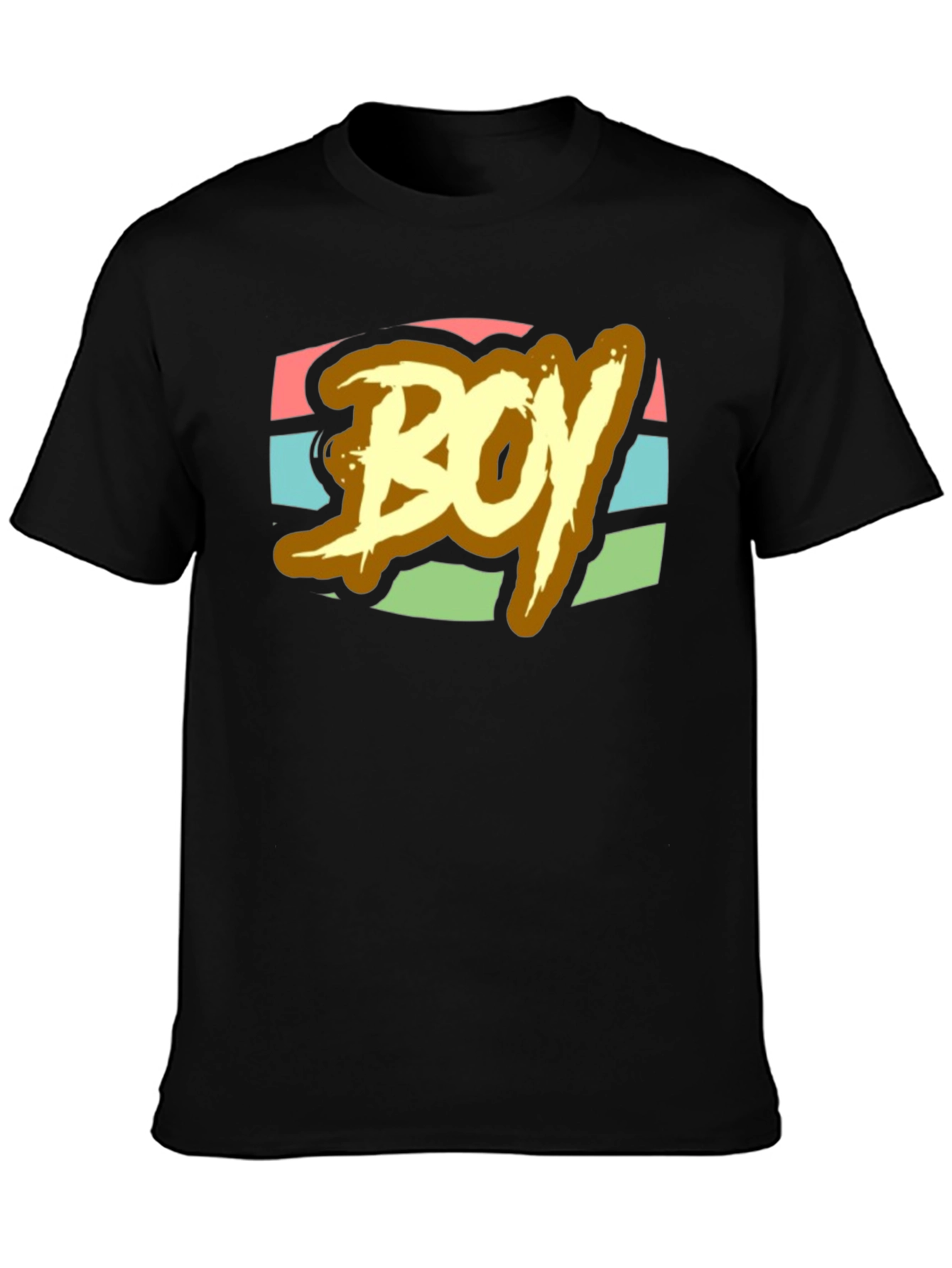 Retro BOY Graphic Print T-Shirt - Black