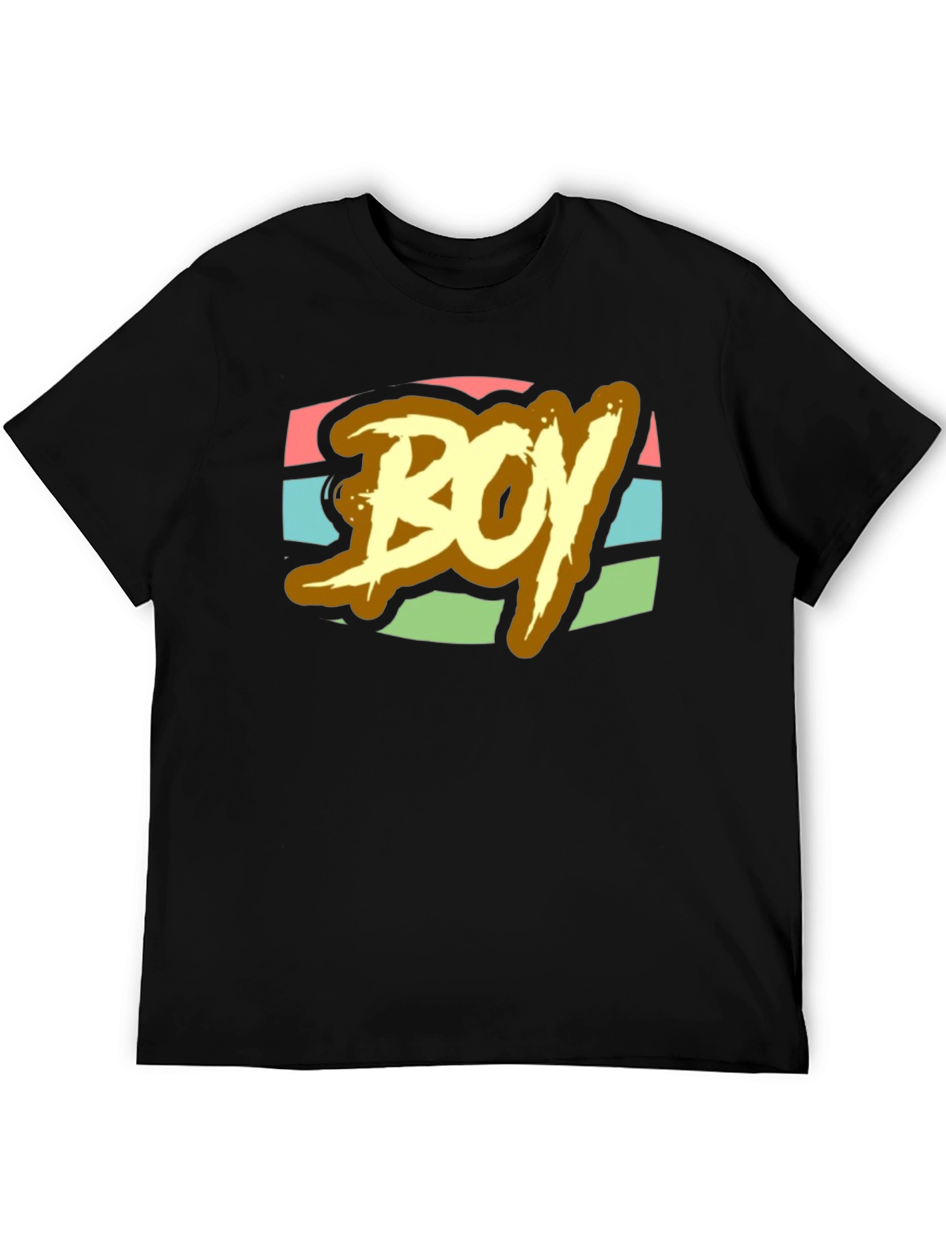 Retro BOY Graphic Print T-Shirt - Black