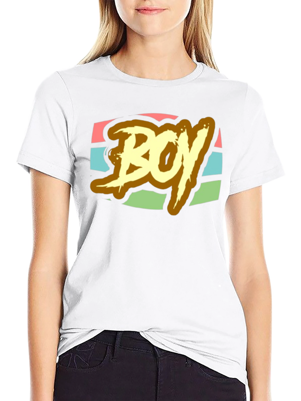 Retro BOY Graphic Print T-Shirt - Black