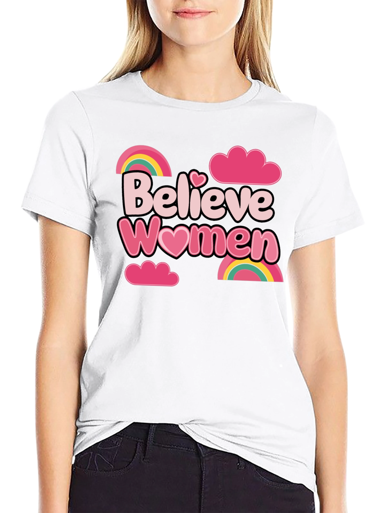 Believe Women Graphic Tee - Black