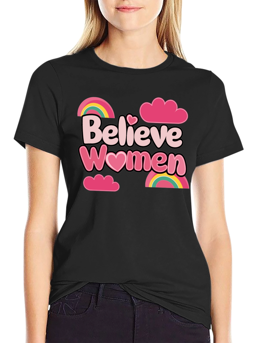 Believe Women Graphic Tee - Black
