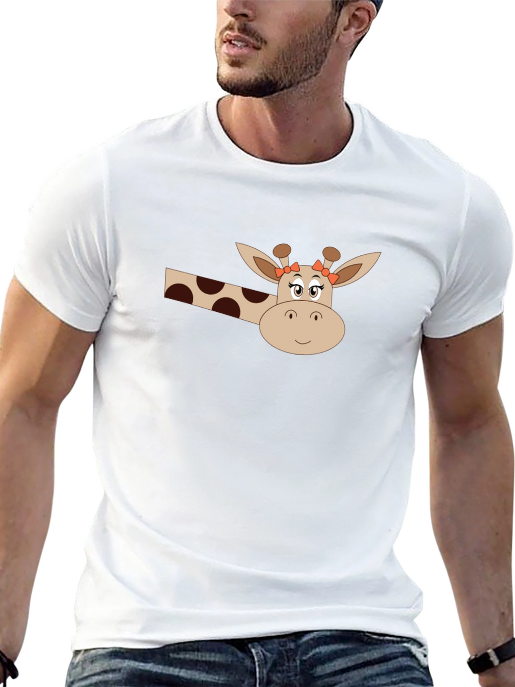 Giraffe Graphic Tee - Black Cotton Blend