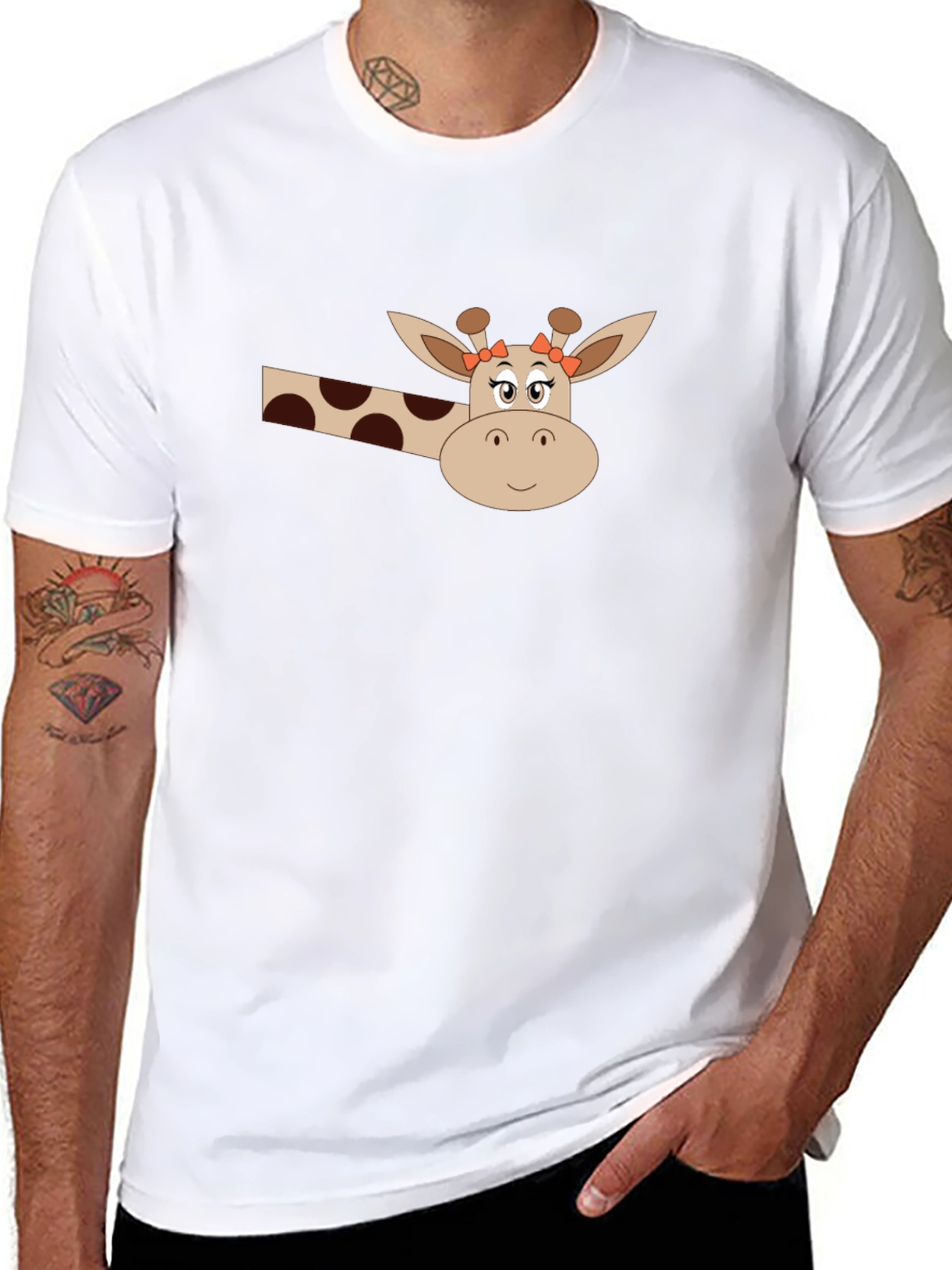 Giraffe Graphic Tee - Black Cotton Blend