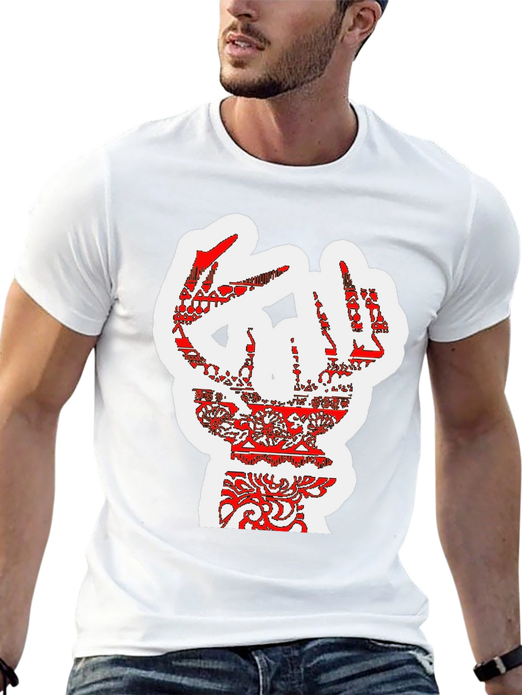 Bold Graphic Tee - Artistic Hand Design