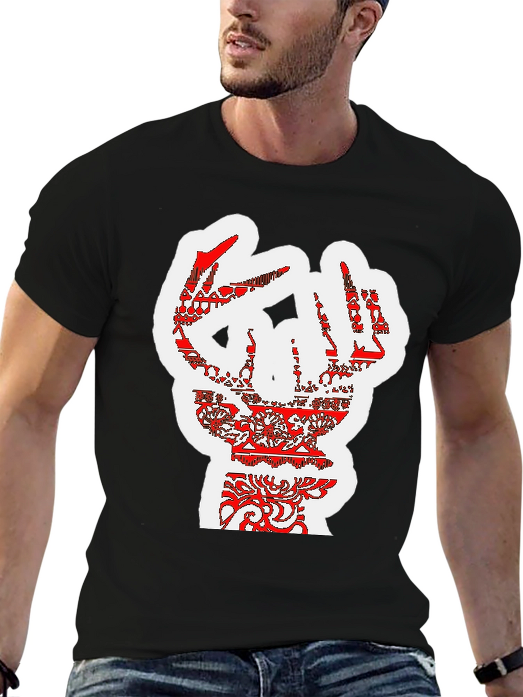 Bold Graphic Tee - Artistic Hand Design