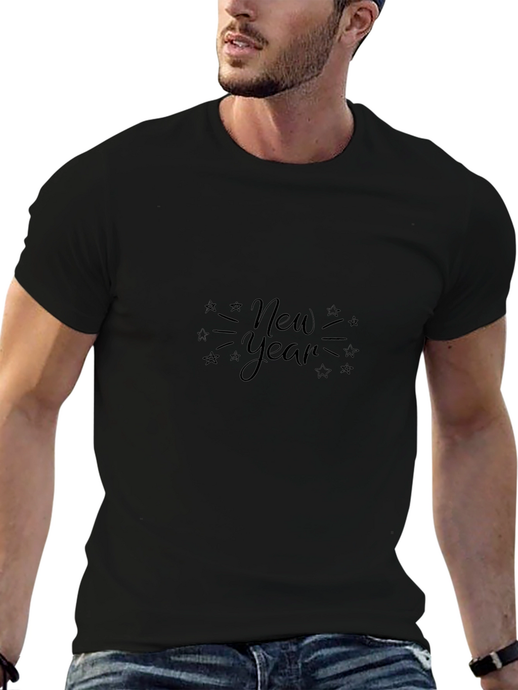 New Year Graphic Black T-Shirt