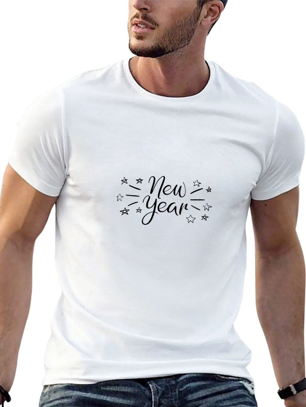 New Year Graphic Black T-Shirt