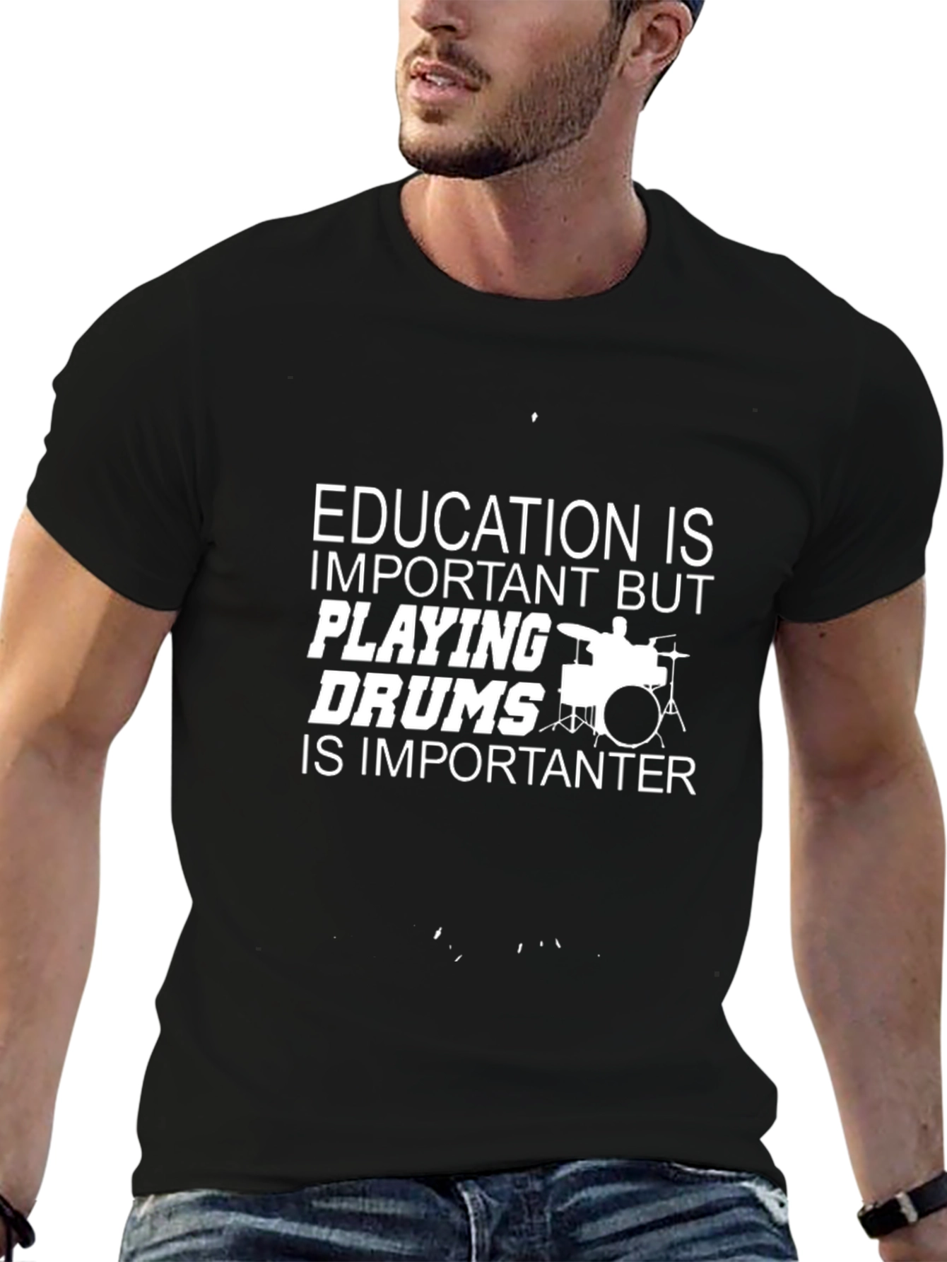Education is Important But Playing Drums Graphic Tee