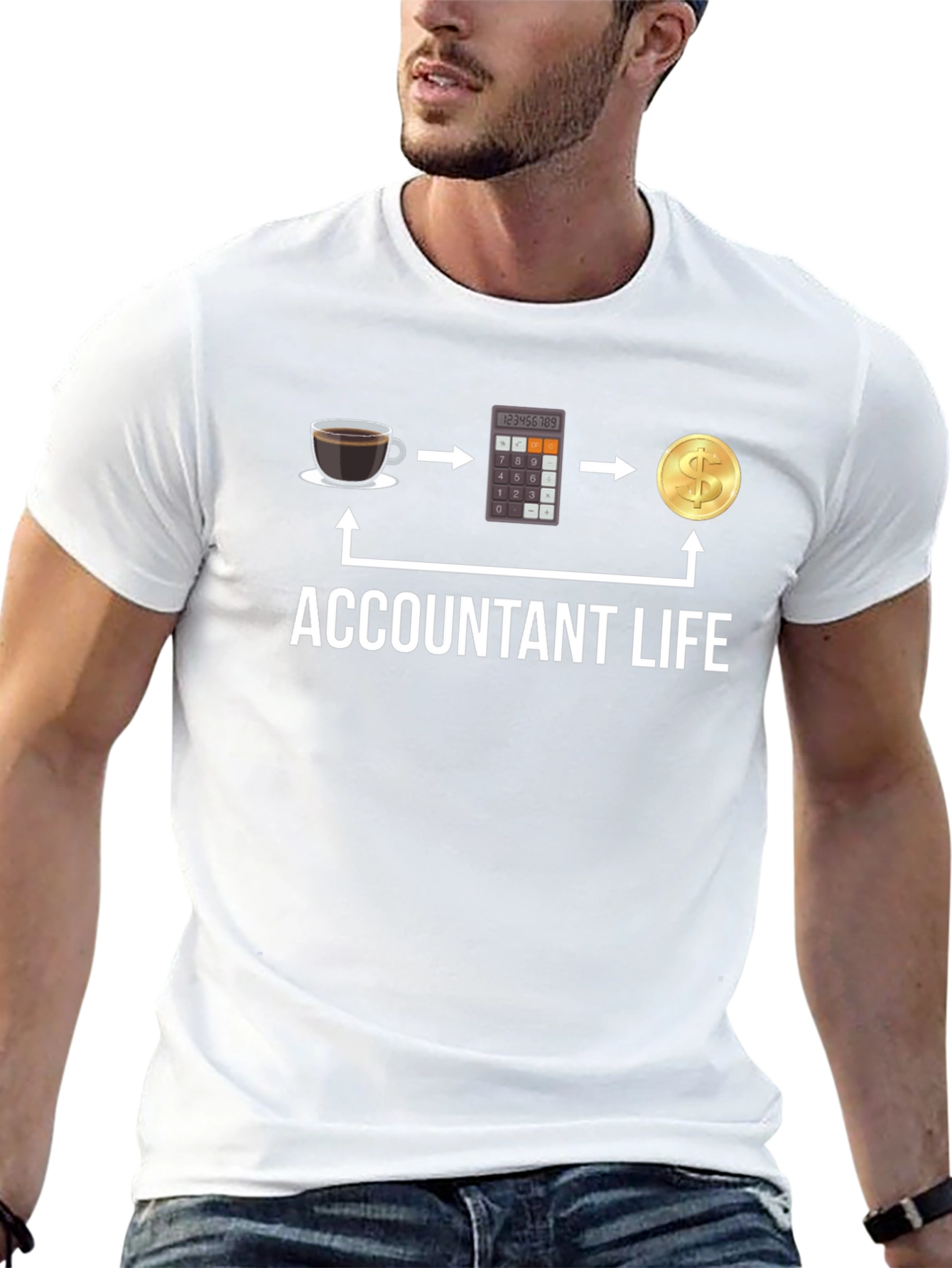 Accountant Life T-Shirt: Coffee Calculator Cash!