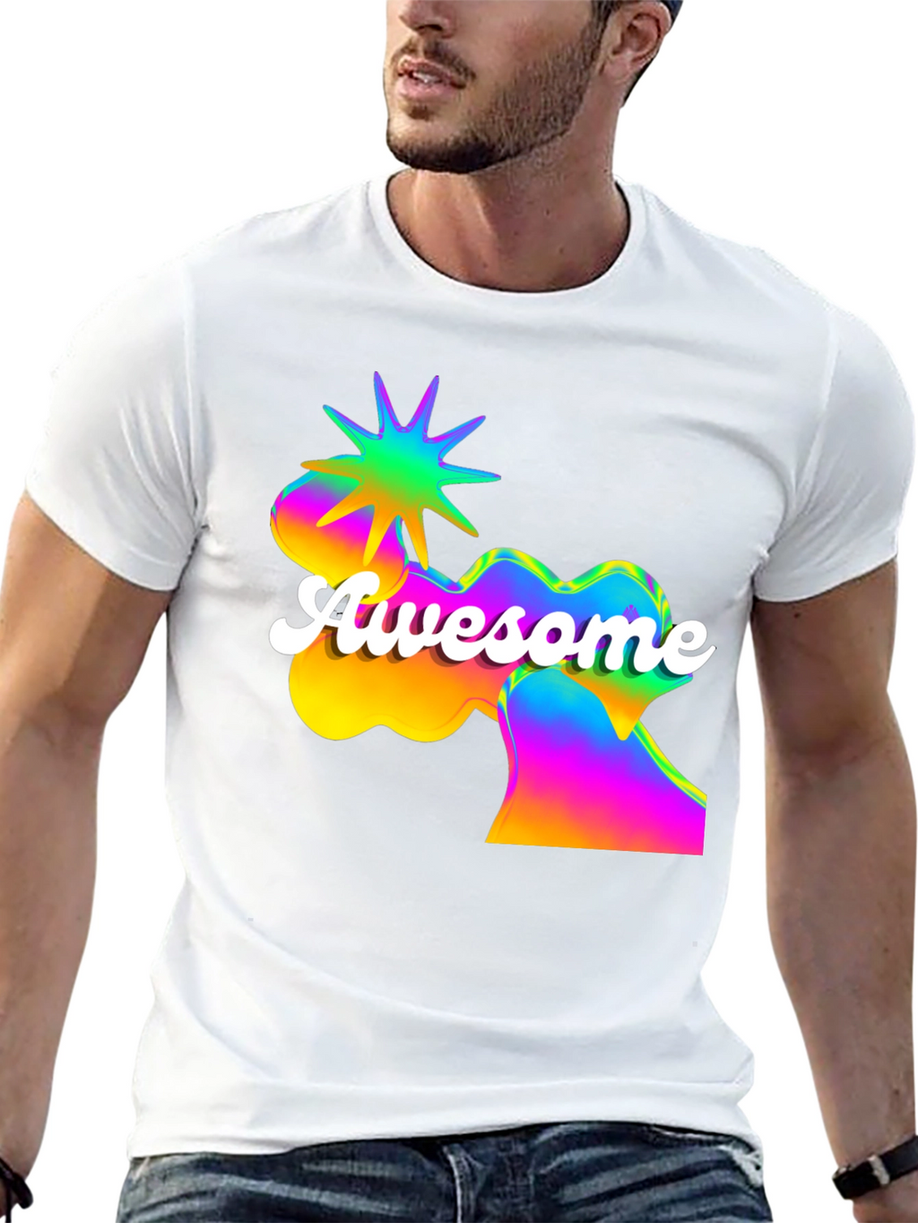 Awesome Graphic Print Mens Black T-Shirt