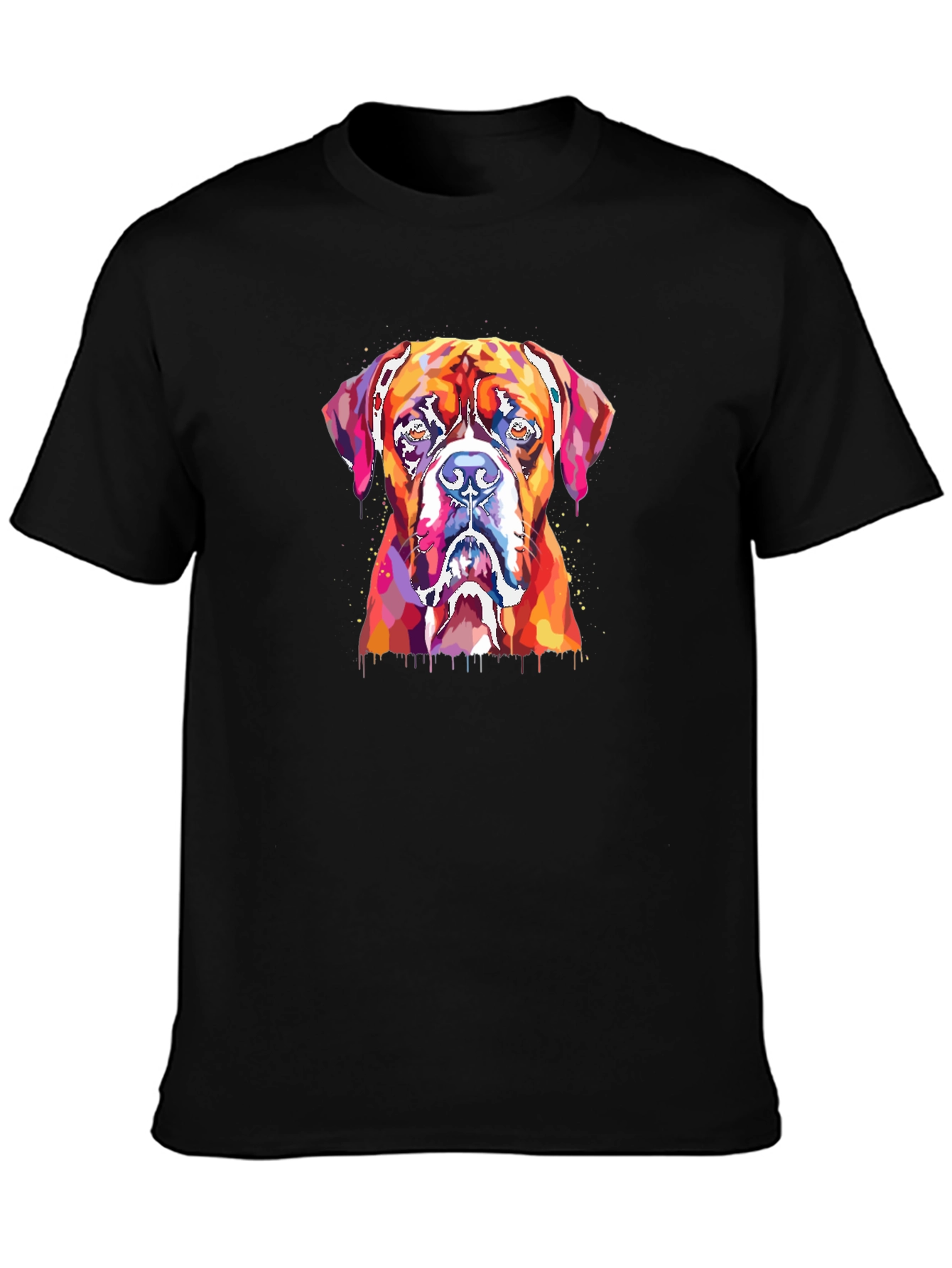 Colorful Boxer Dog Graphic T-Shirt