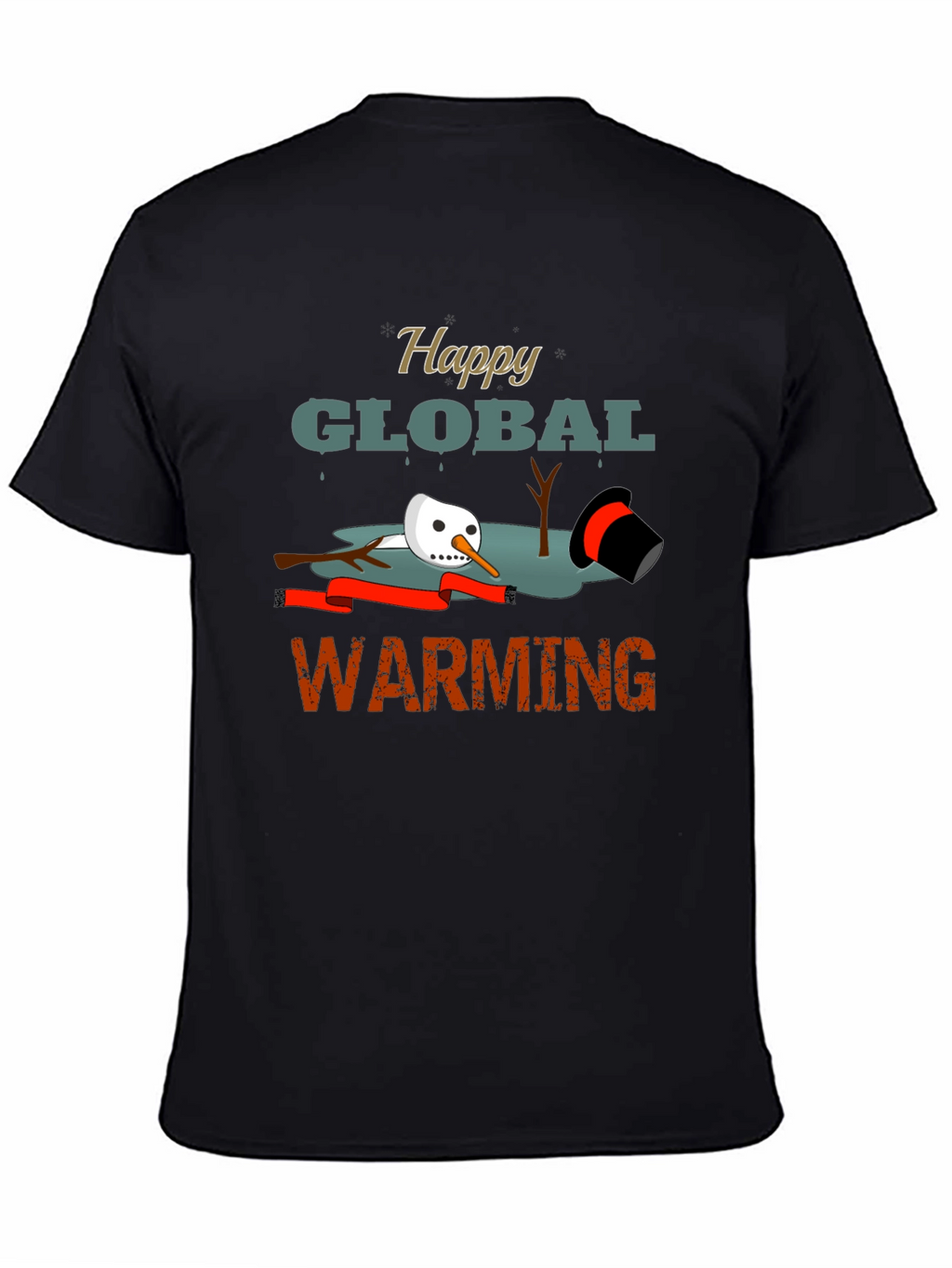 Happy Global Warming Tee - Melting Snowman Graphic