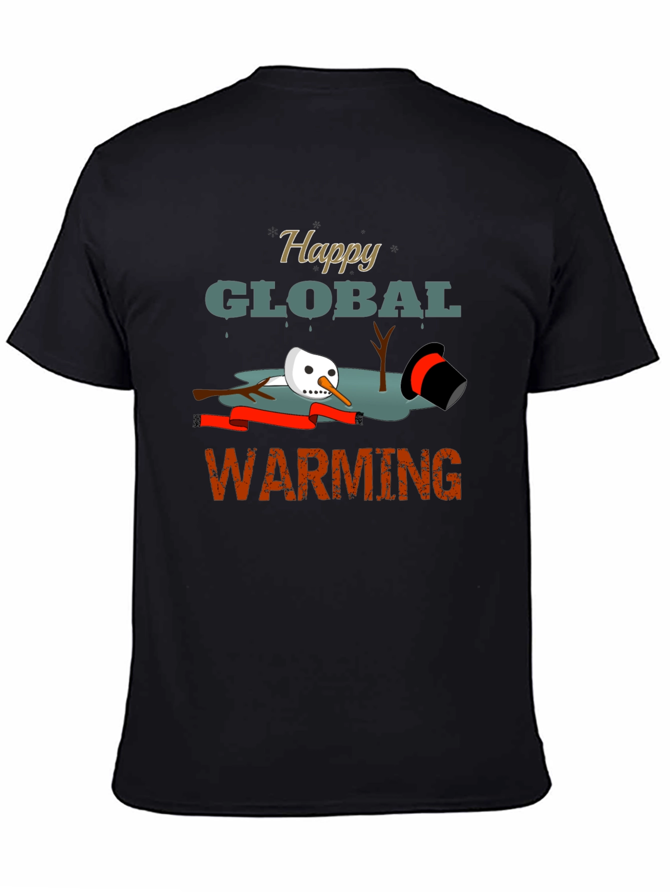 Happy Global Warming Tee - Melting Snowman Graphic