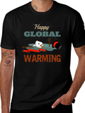 Happy Global Warming Tee - Melting Snowman Graphic