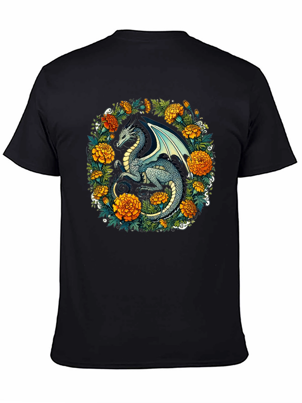Dragon Floral T-Shirt - Fantasy Creature Graphic Tee