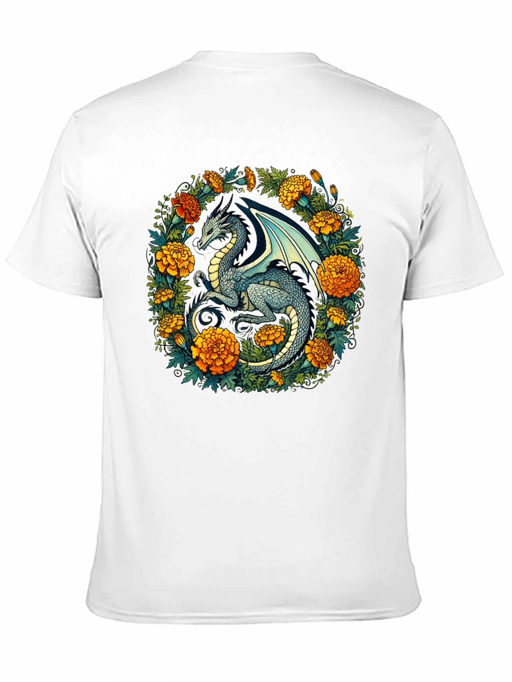 Dragon Floral T-Shirt - Fantasy Creature Graphic Tee