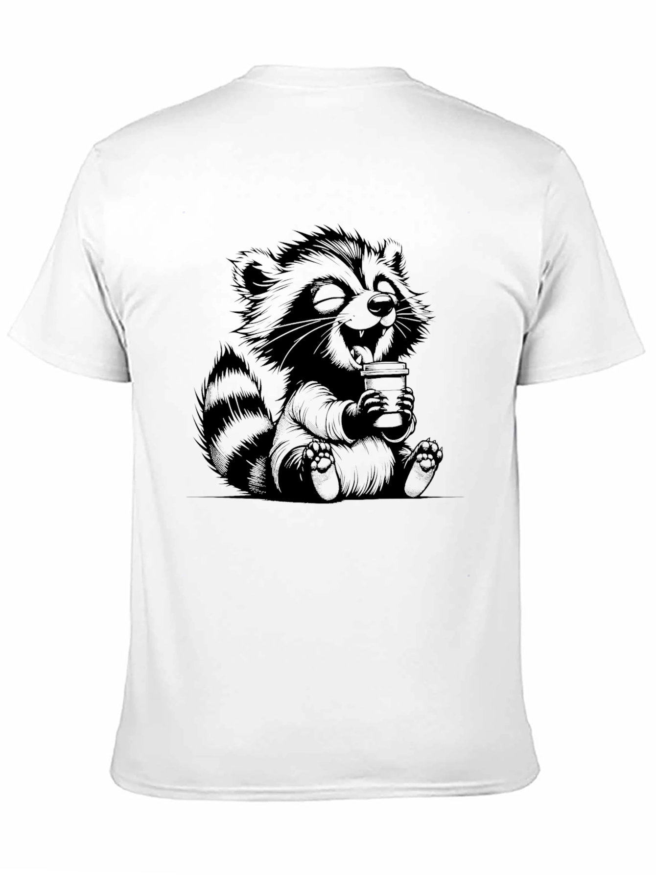 Cute Raccoon Coffee T-Shirt - Relaxed Fit