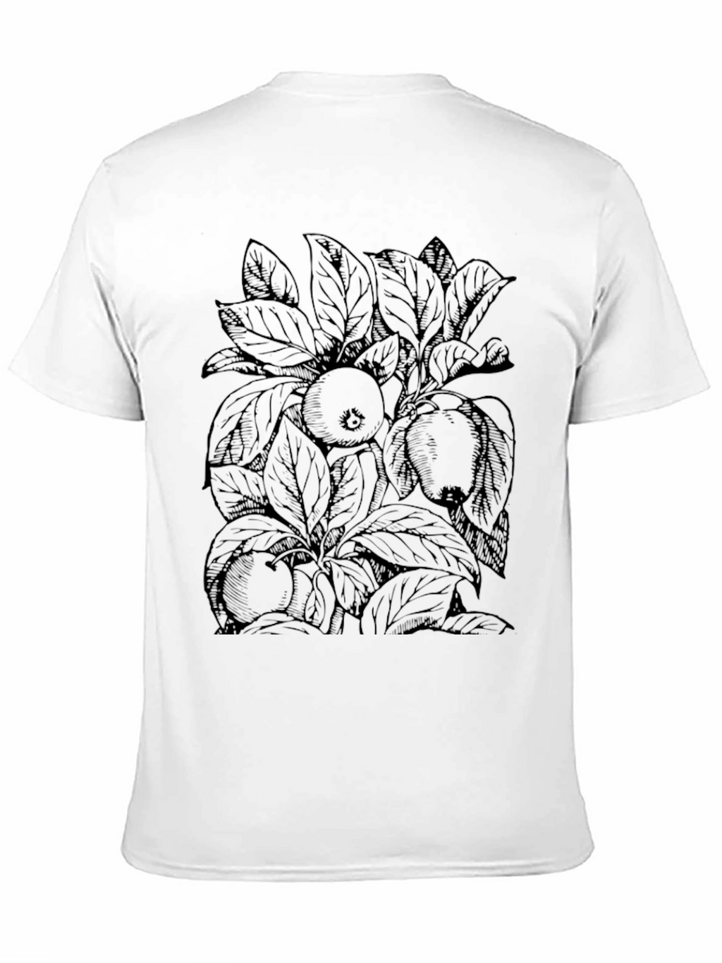 Black T-Shirt with Fruit and Leaf Design