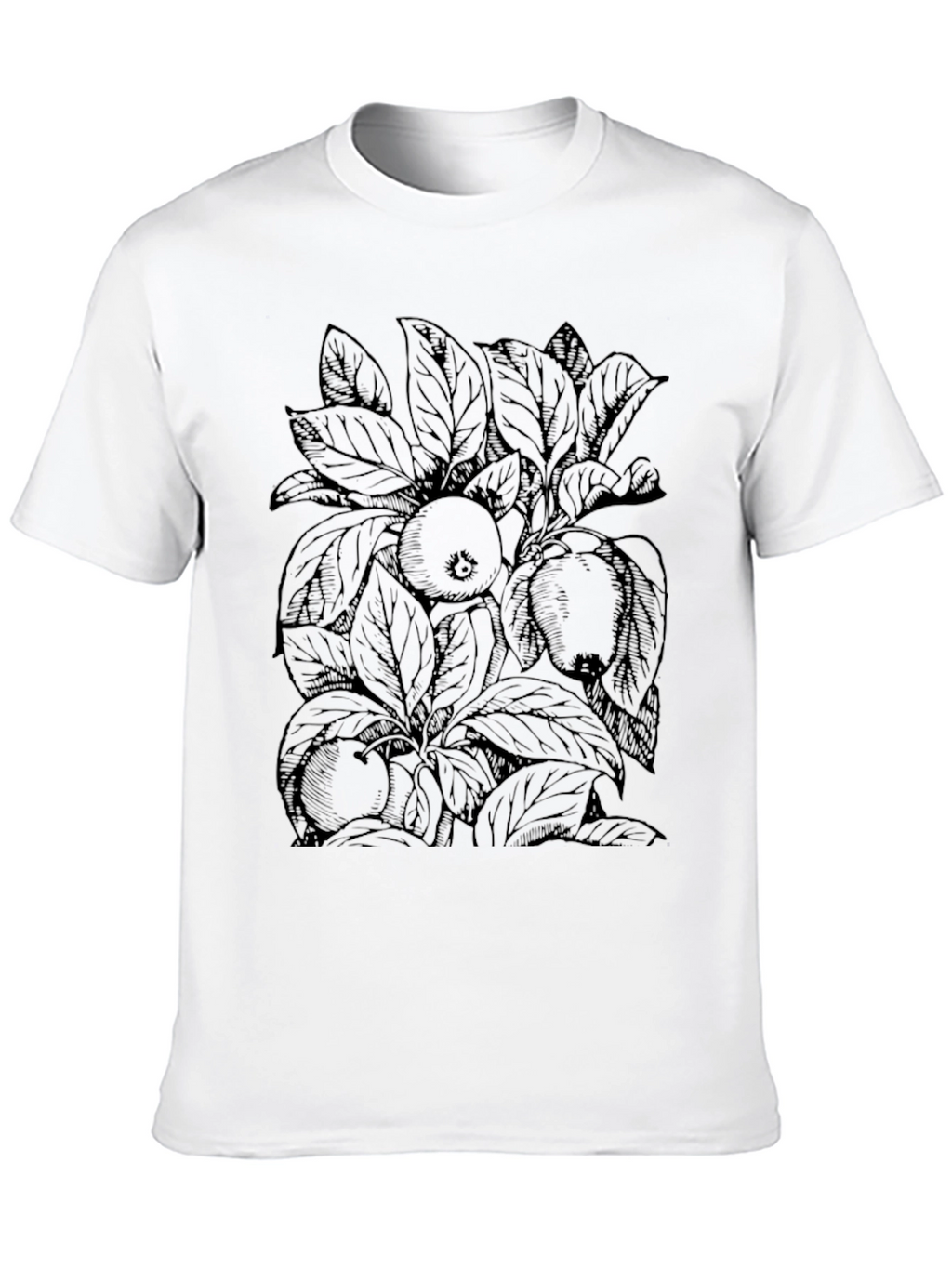 Black T-Shirt with Fruit and Leaf Design