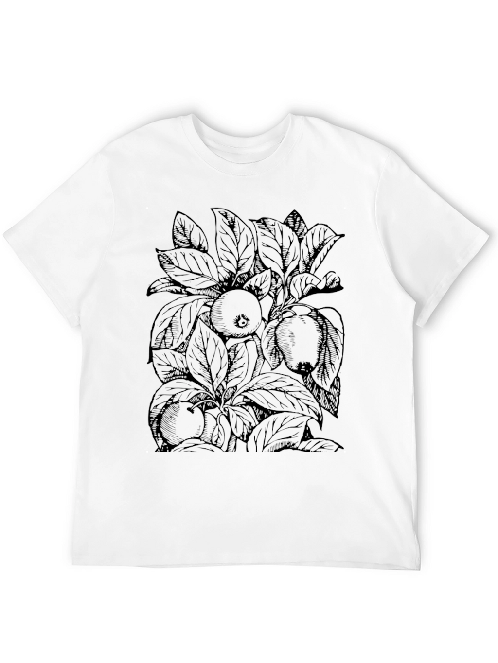 Black T-Shirt with Fruit and Leaf Design