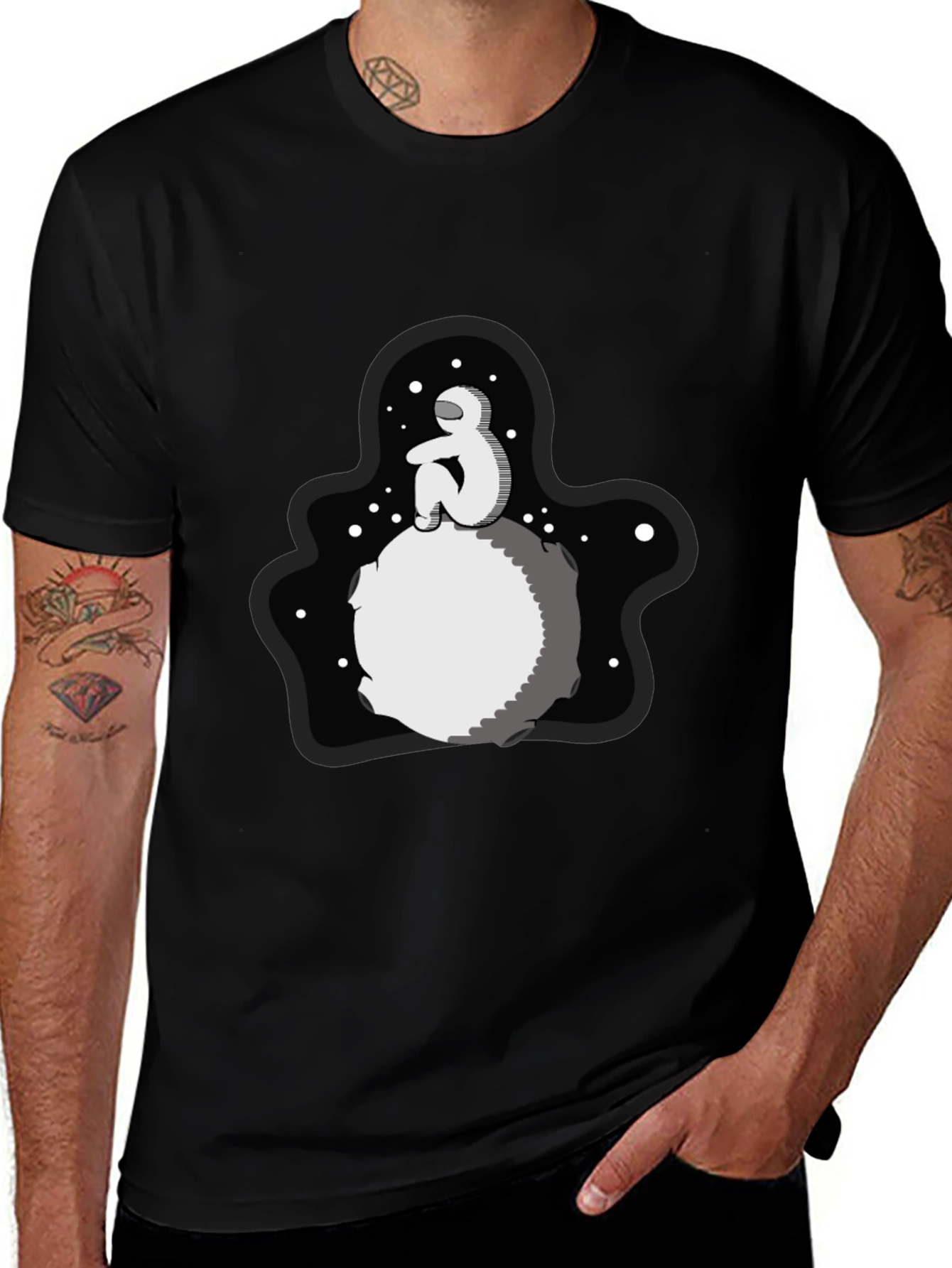 Astronaut Moon Black T-Shirt