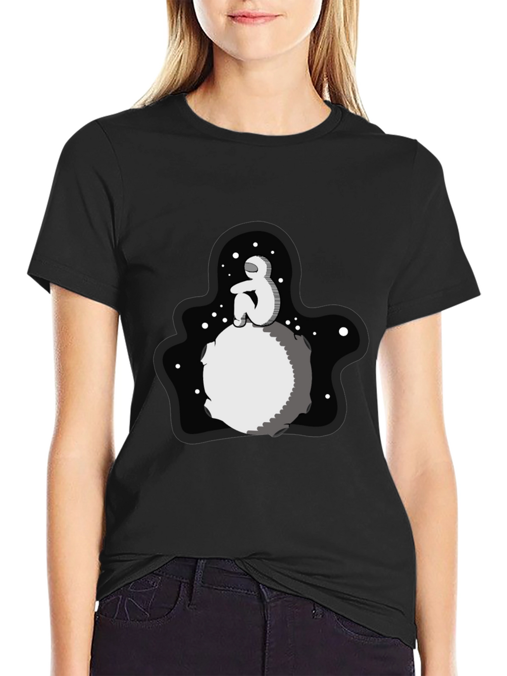 Astronaut Moon Black T-Shirt